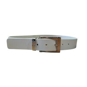 Classic White Leather Pride Belt with Silver Buckle